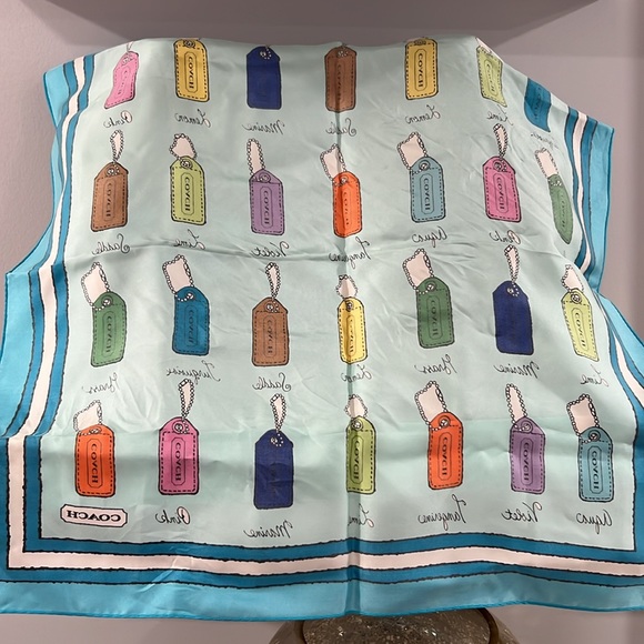 Super Rare Coach Hangtag Square Scarf - Picture 13 of 14